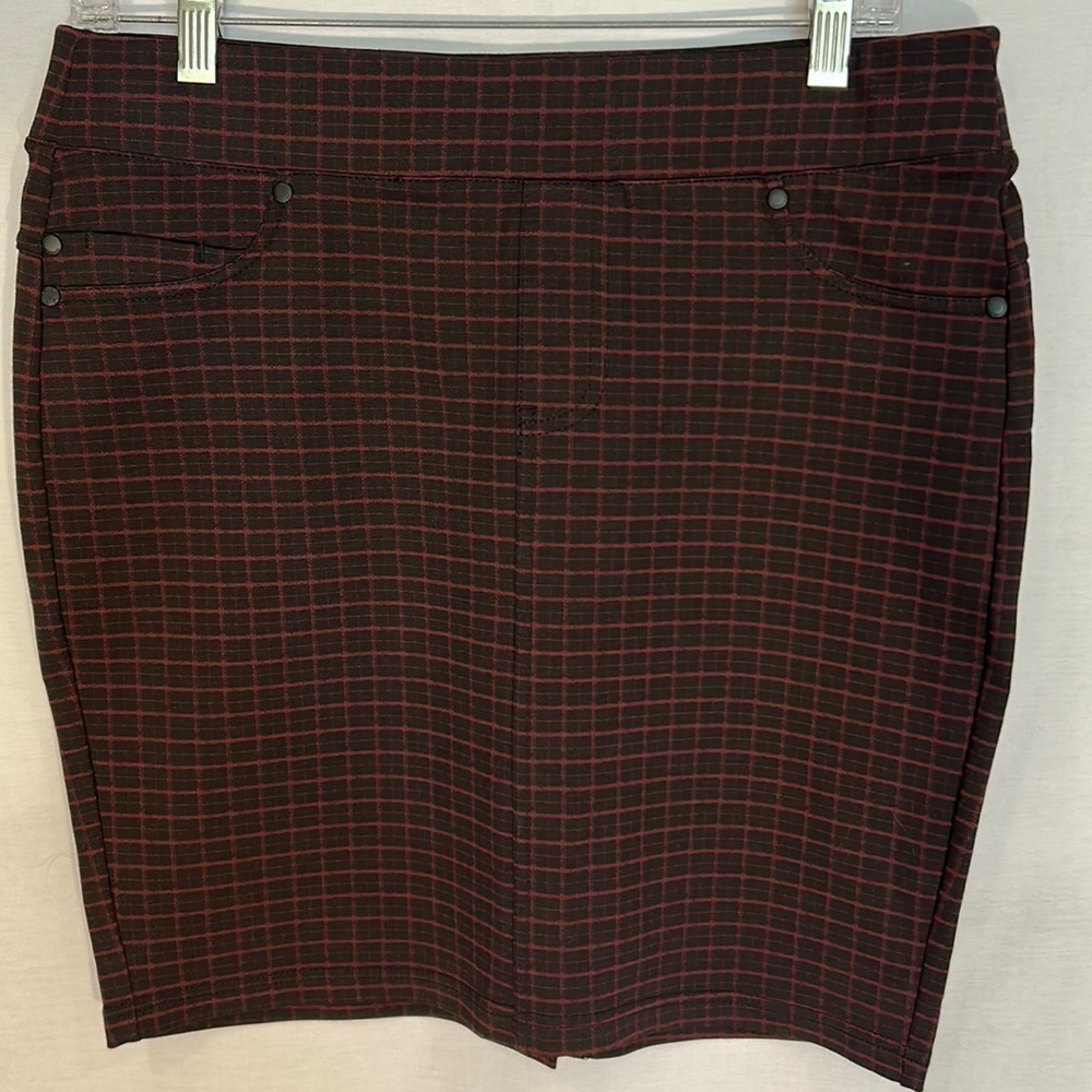 LIVERPOOL Jeans Burgundy and Black Plaid Skirt